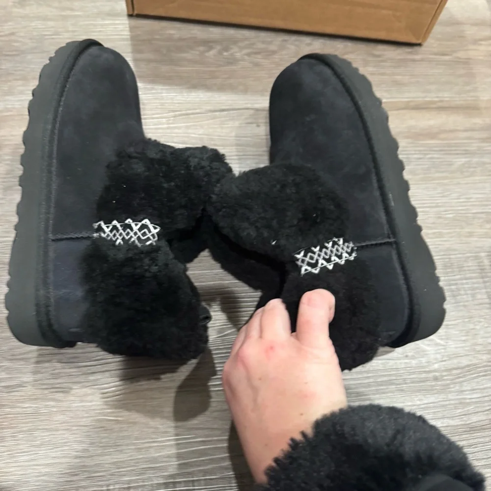 UGG Ultra Mini Braid Black Suede Boots